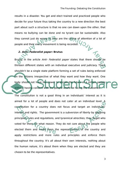 The Concept of the Two Articles by Madison and Brutus