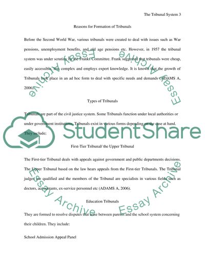 Proposals for the Tribunal System