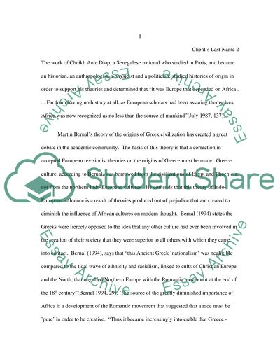 Afrocentrism Historiographical Paper