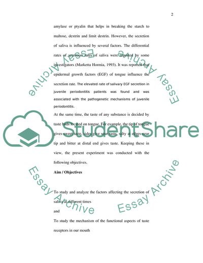 Salivary Secretion and Taste