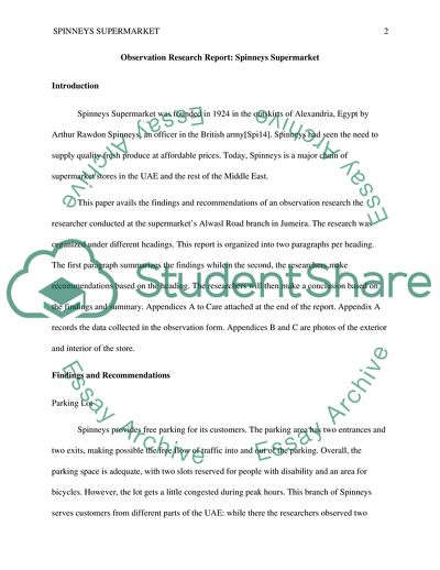 Observation Research of Spinneys Supermarket