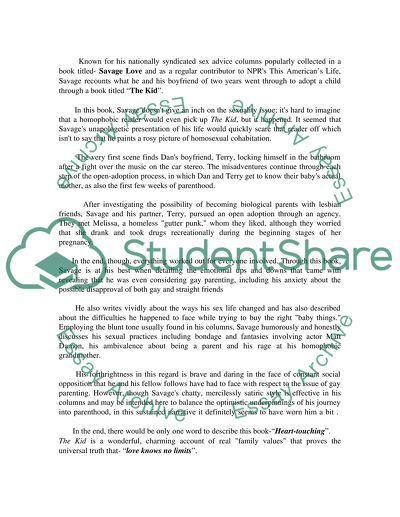 Journal Entry on The Kid- by Dan Savage