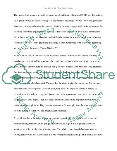 The Role Of The Form Tutor