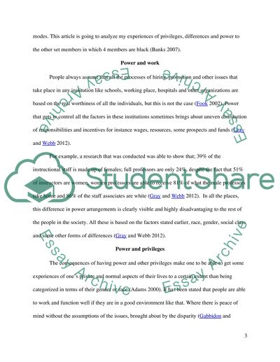 Personal Experience on Privileges, Differences, and Power