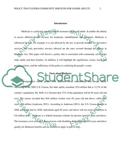 Policy That Guides Community Services for Older Adults