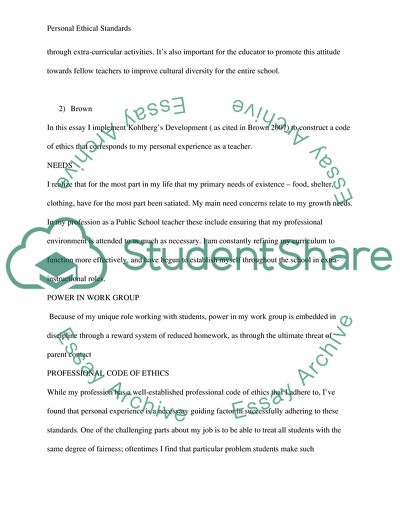 Personal Ethical Standards