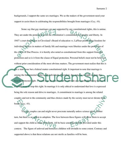 Letter to the U.S Government Concerning Gay Marriage Concerns