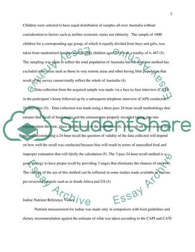 Iodine Intake - a National Survey