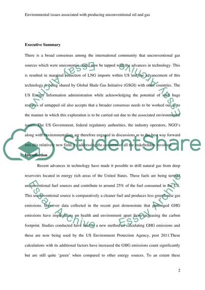 The environmental issues associated with producing unconventional oil and gas