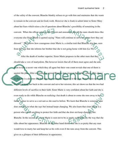 Compare and Contrast Blanche and Sister Marie