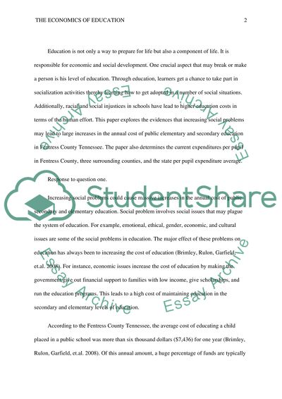 The Economics of Education & Financing Education Adequately