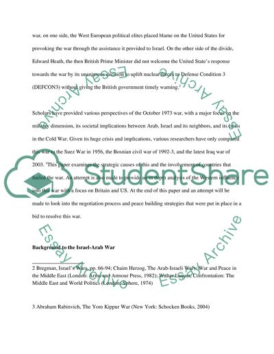 The Strategic Causes of Conflict - What caused the 1973 Arab-Israeli War