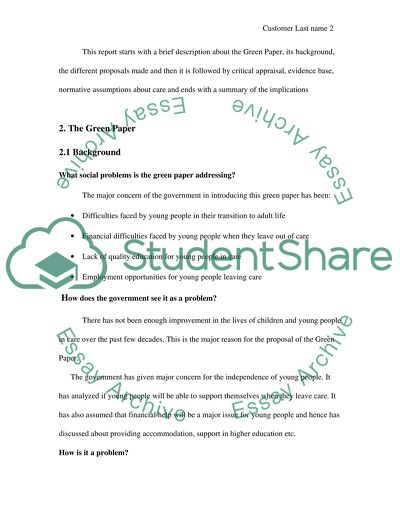 The Green Paper Issues