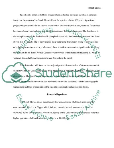 Testing Chloride Concentration in South Florida Canal