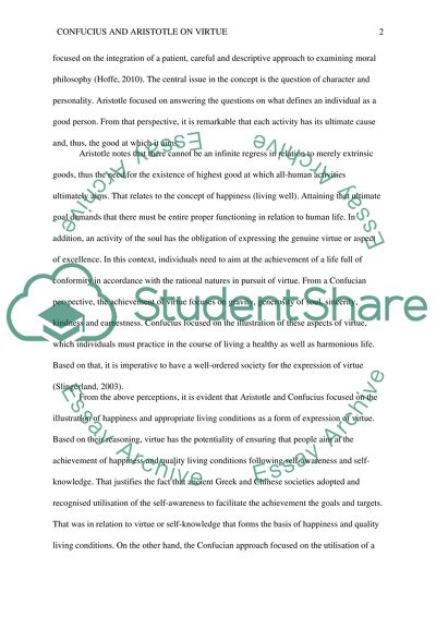 Confucius and Aristotle on Virtue