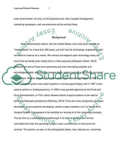 Robotic Surgery - Political and Legal Influences