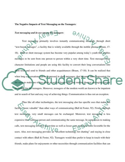 The negative effects on the grammatical skills of teenagers due to text messaging