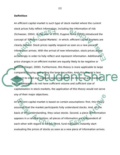 The Efficient Capital Market Theory