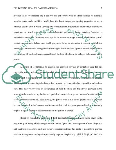 Postion Paper for Chapter 6 and 7 of Delivering health Care in America - A Systems Approach