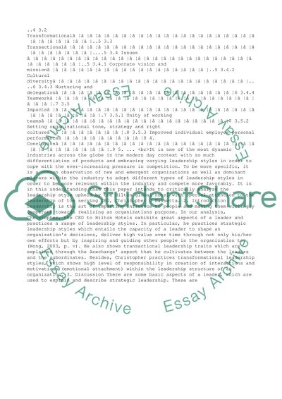 The Strategic Leadership within the Hilton Hotels