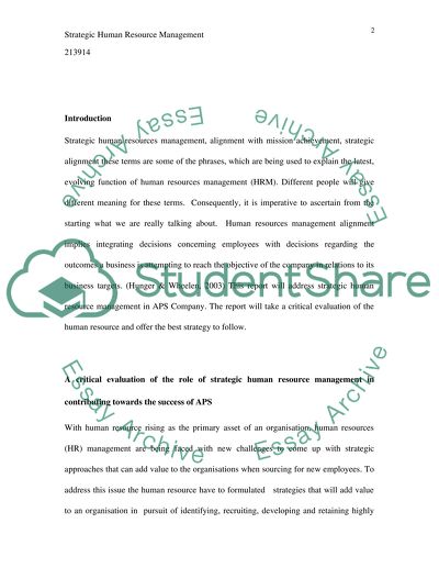 Strategic Human Resources Management