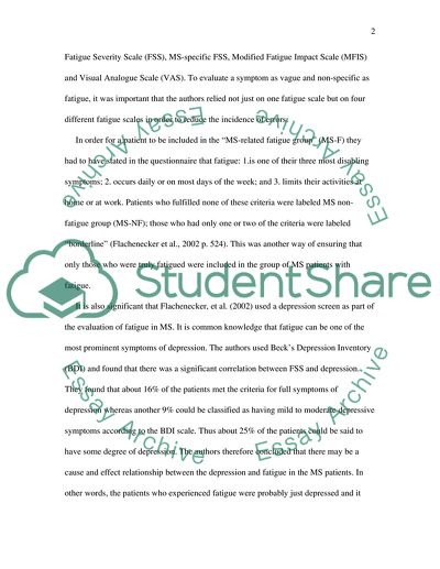 Fatigue in Relapsing-Remitting Multiple Sclerosis Patients