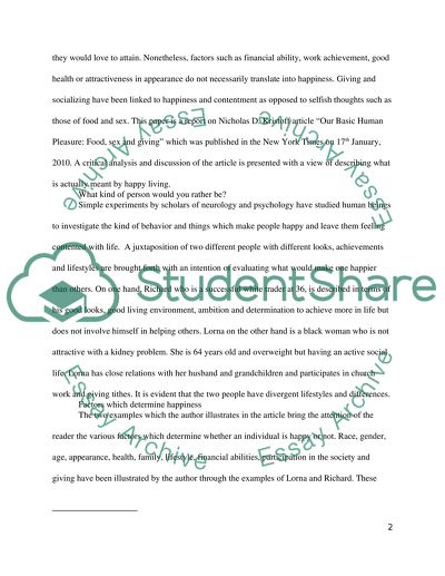 Our Basic Human Pleasure: Food, Sex and Giving by Nicholas D. Kristoff