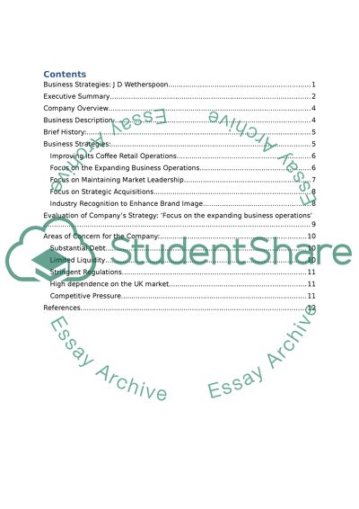 Business Strategies: J D Wetherspoon