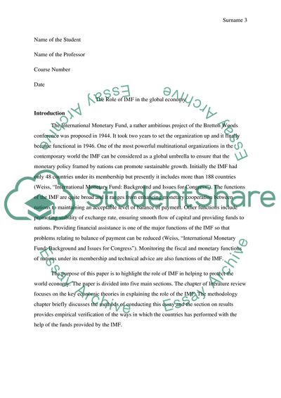 The Role of IMF in the Global Economy