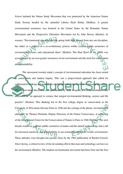 Environmental Education and the United States Policy That Supports It