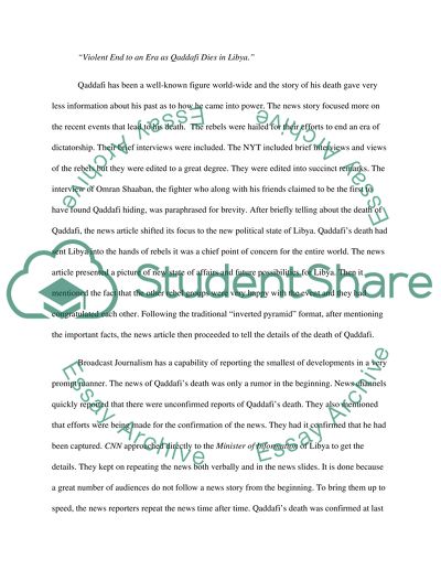 The End of Muammar Gaddafi