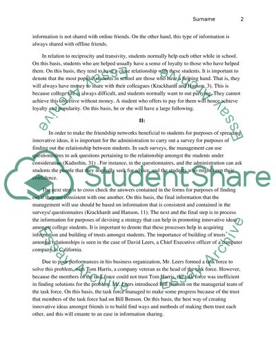 General Patterns among Friendships of College Students