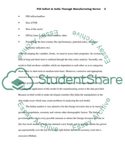 FDI Inflow in India through Manufacturing Sector