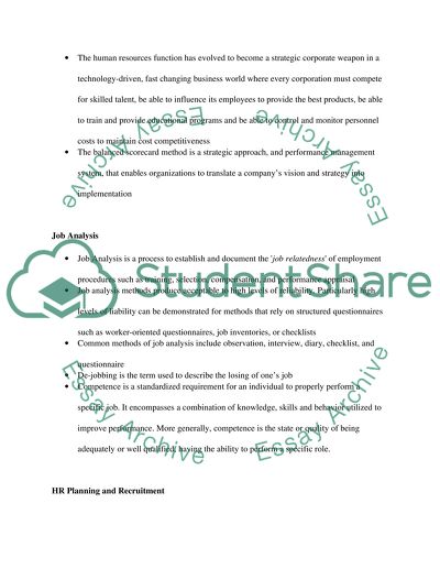 Main Points of Human Resources Management
