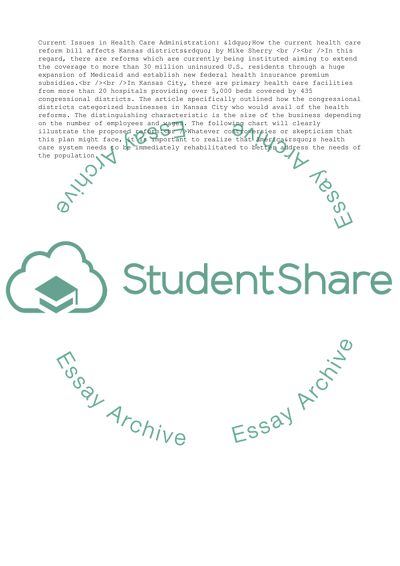 Current Issues in Health Care Administration