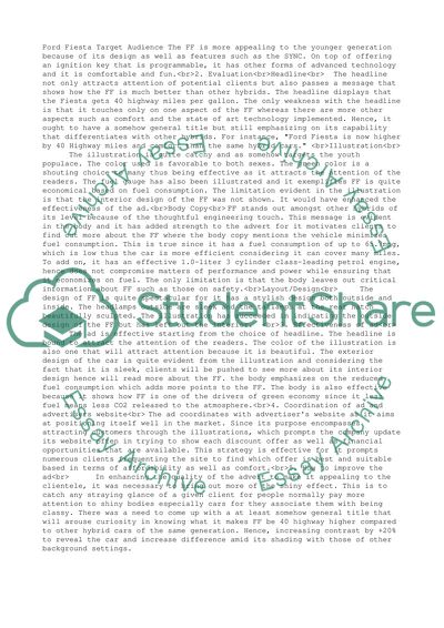 Ford Fiesta: Effectiveness of Ad