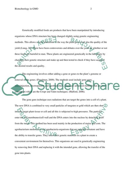 Biotechnology in Genetically Modified Foods