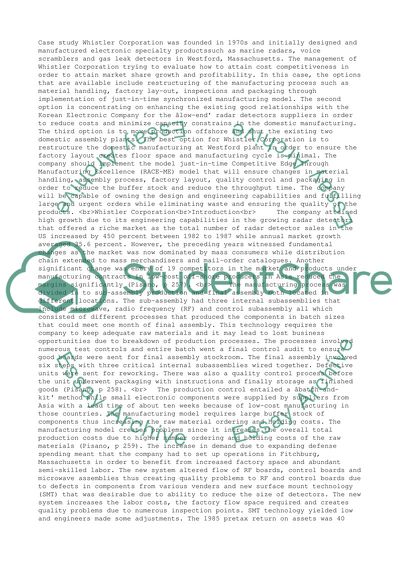 Case Study: Whistler Corporation&quot;