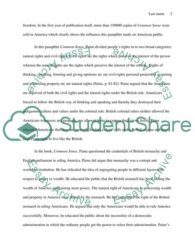 Thomas Paines most essential role in American Revolution