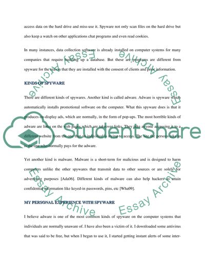 Computer Spyware a Key Threat to Network and Information