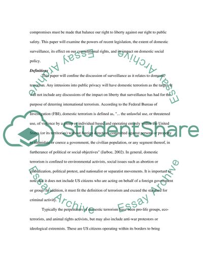 The War on Domestic Terrorism: Implications for Social Policy