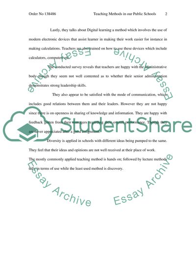 Teaching Methods in Our Public Schools