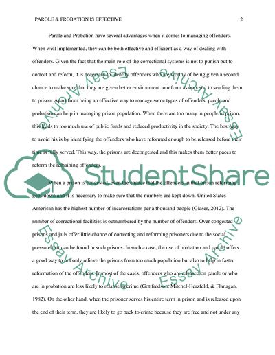 Parole & Probation is Effective in the Criminal justice system