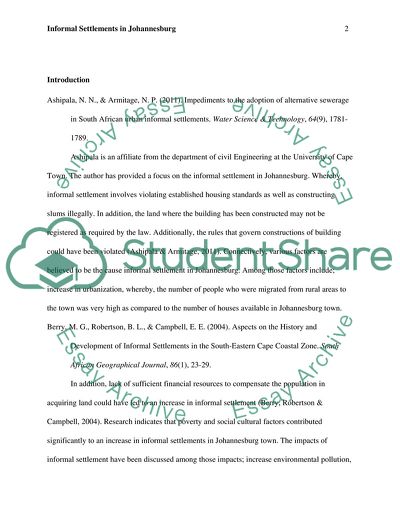Informal Settlements in Johannesburg