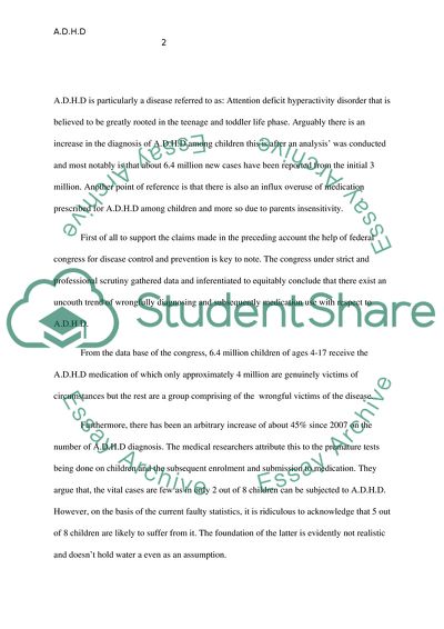 Disease Control and Prevention: Hyperactivity Disorder