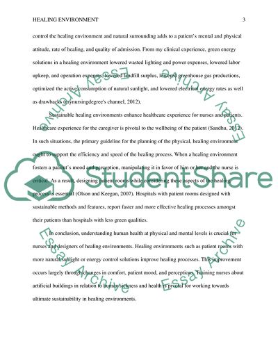 Sustainable Nursing: Healing Environment