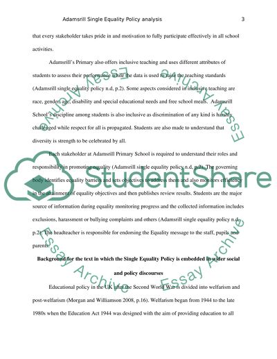 Adamsrill Primary School Single Equality policy