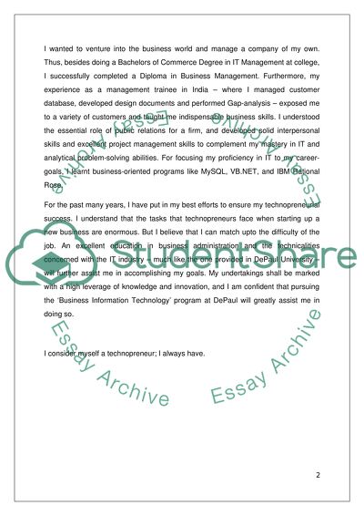 Interest in pursuing graduate studies(Masters, Business Information Technology)