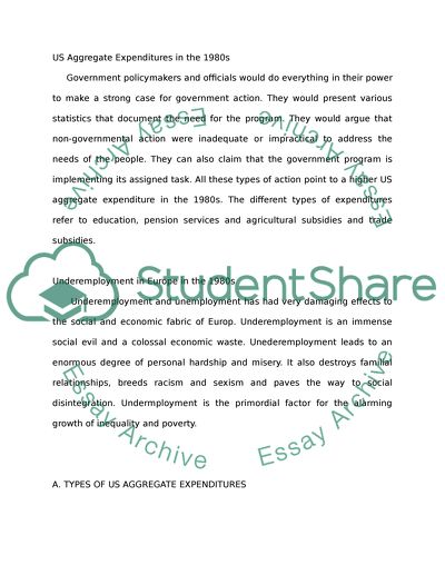 The United States Aggregate Expenditures in the 1980s
