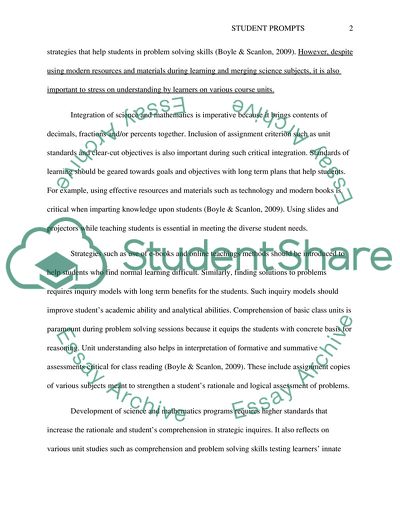 Student Prompts/Teacher Directions